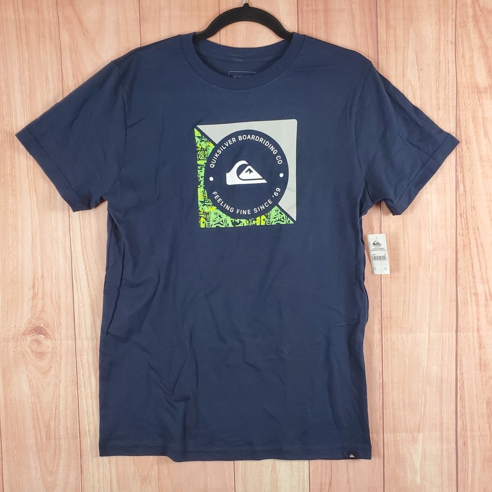 Quiksilver Kids Boardshorts Linked T-Shirt XL Navy Blue Graphic Short Sleeve